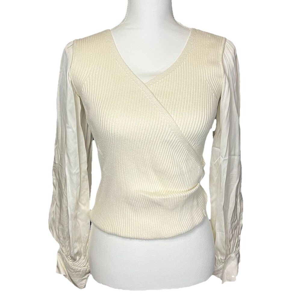 Anthropologie Faux Wrap Top Cream Boho Fairycore Size S NWOT